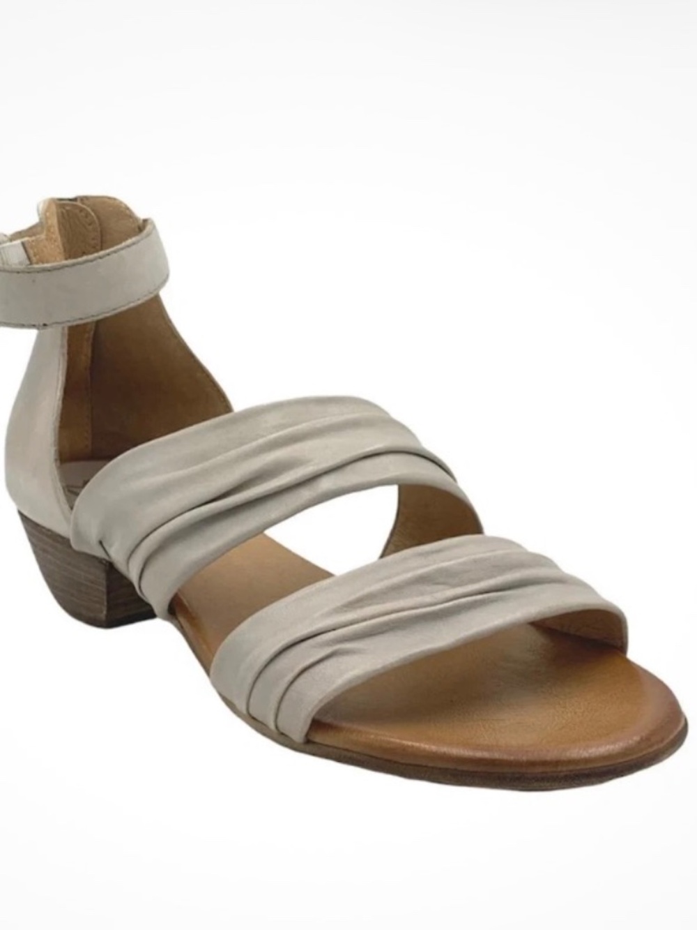 NEW Miz Mooz Leather Heeled Sandals Cassie Ivory Beige US 8-8.5 EU 39